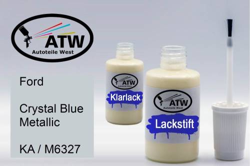Ford, Crystal Blue Metallic, KA / M6327: 20ml Lackstift + 20ml Klarlack - Set, von ATW Autoteile West.
